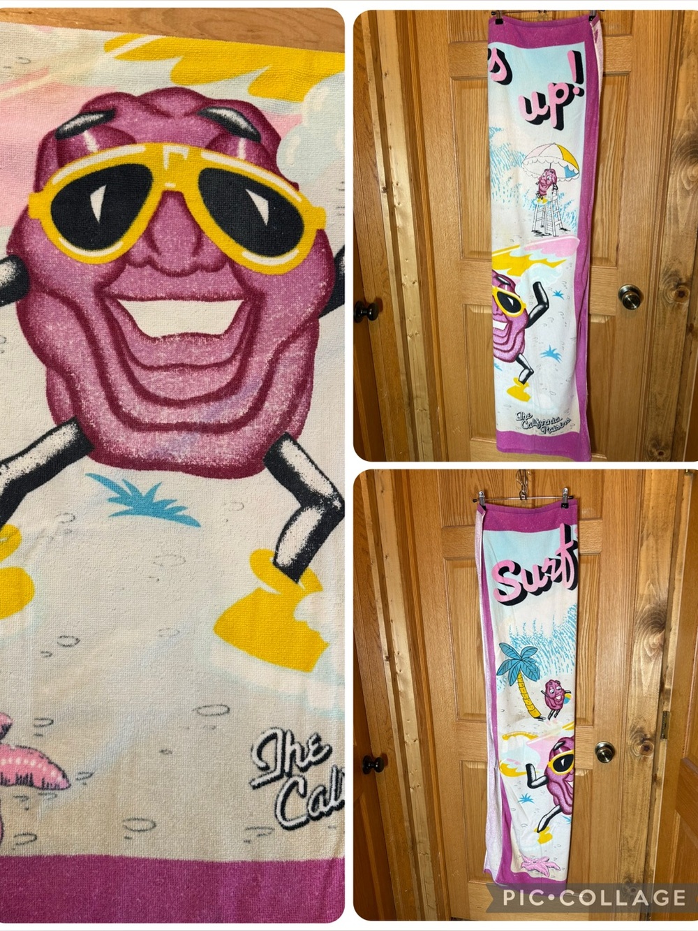 Vintage 1987 California Raisins Surfs Up! Cotton Beach Towel Rare